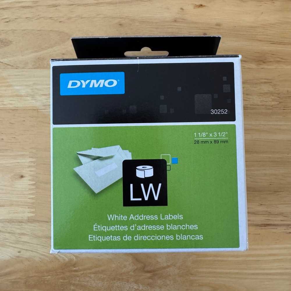 DYMO 30252 White LW Address Labels 1 1/8 x 3 1/2 350 Labels ONE ROLL - Picture 2 of 9